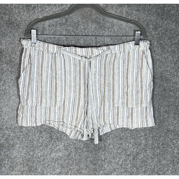 Calvin Klein Shorts‎ Womens Size 12 Striped Pull On Front Pockets Linen Viscose - Picture 1 of 7